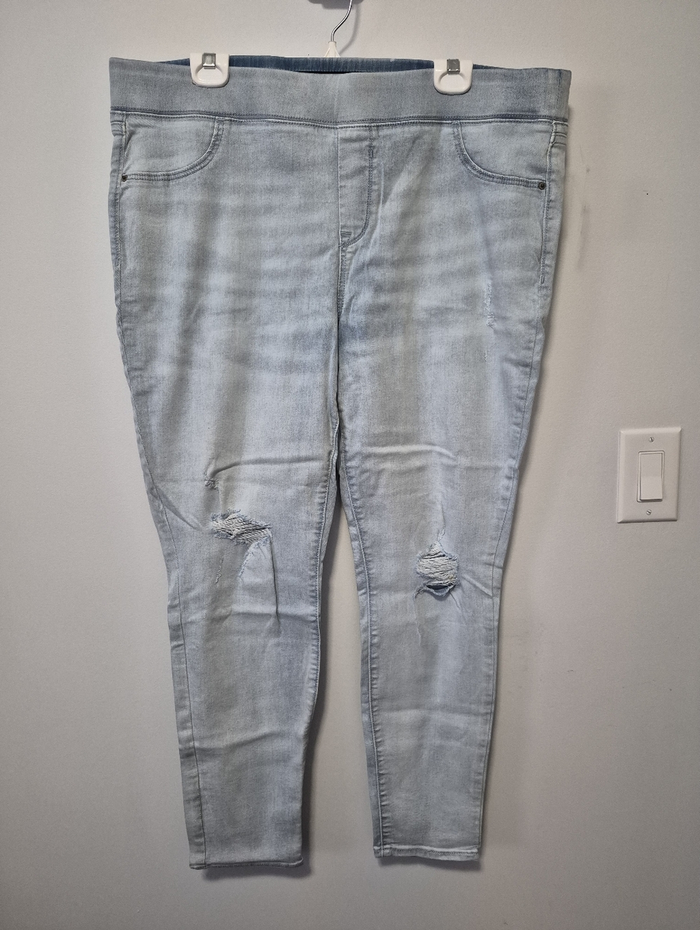 Light Blue Rockstar Jeggings, Plus Size 18